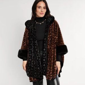 SAACHI Faux Fur Collar Kimono